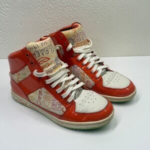 Coach Norra High Top Sneakers Graffiti Scribble Multicolor Patent Leather 8.5M